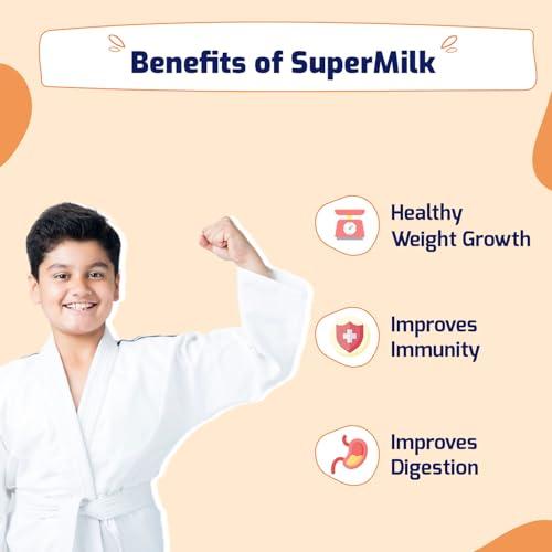 Gritzo Gritzo SuperMilk Weight+ (7-12y), 7g Protein Powder (Double Chocolate, 400g) | Zero Refined Sugar, 21 Vitamins & Minerals