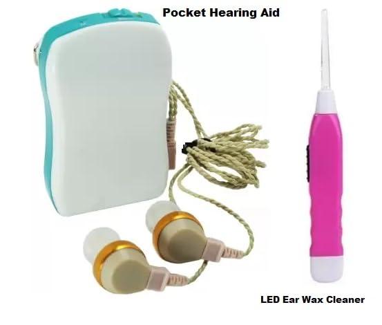 Axon,India Hearing aid Axon F16P Ear Machine Suitable for Single & Both Ear Listening with V-Cord Pocket Pocket Model Hearing Machine with 7 Step Volume Setup for Deaf Profound Hearing Loss Person with LED Ear Wax Remover