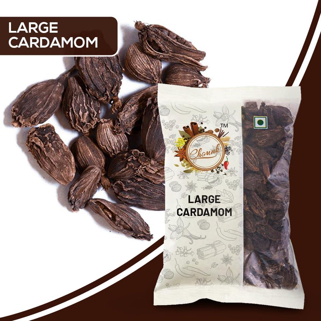 Chounk Chounk Black Large Cardamom, 800 Grams | Badi Elaichi | Preservative Free | Sabut Elaichi | Kali Elaichi | Moti Elaichi | Black Cardamom