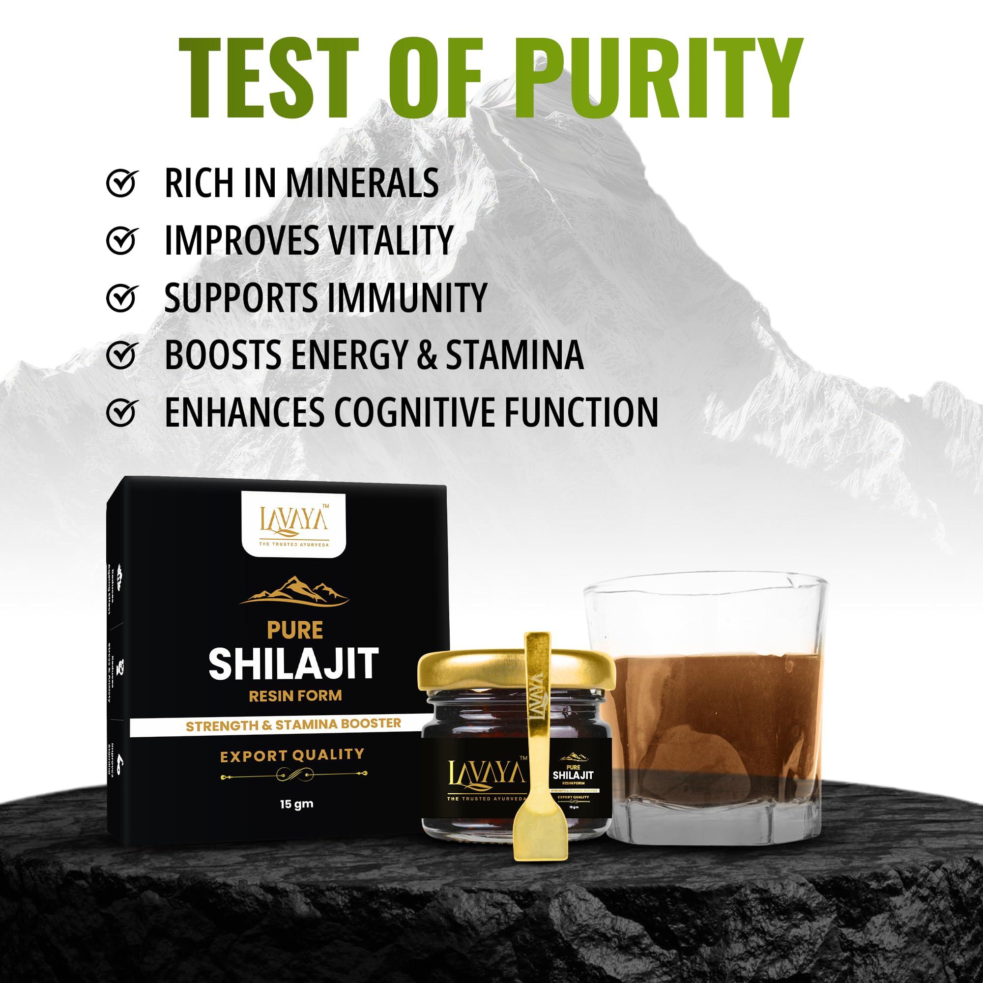 Lavaya Lavaya Himalayan Shilajit Resin Boosts Stamina & Energy | Performance Booster, Builds Immunity | 100% Ayurvedic - 15g