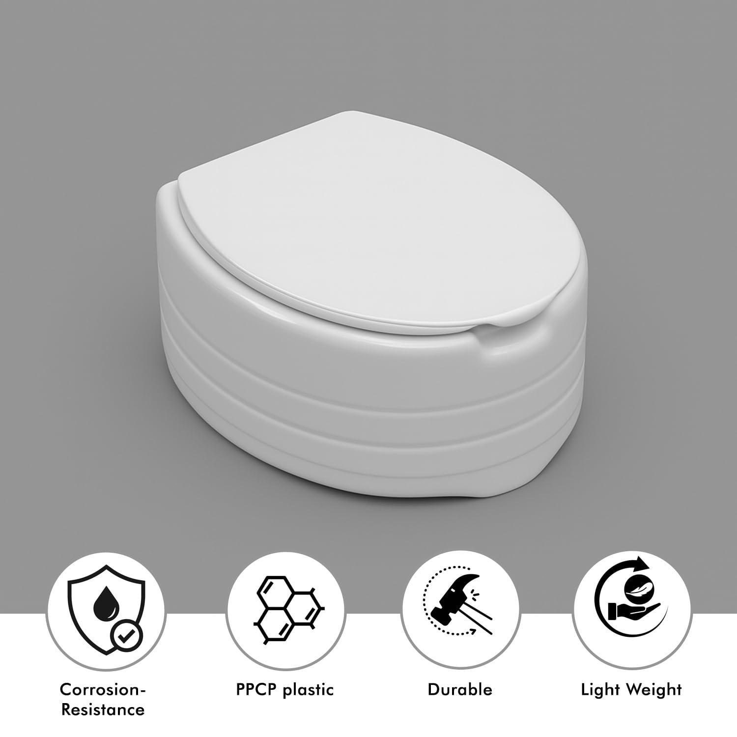 Flamingo Flamingo Classic Elevated Commode Seat | Toilet Stool Commode Chair for Elderly, Disabled Men & Pregnant Women | 4" Inch