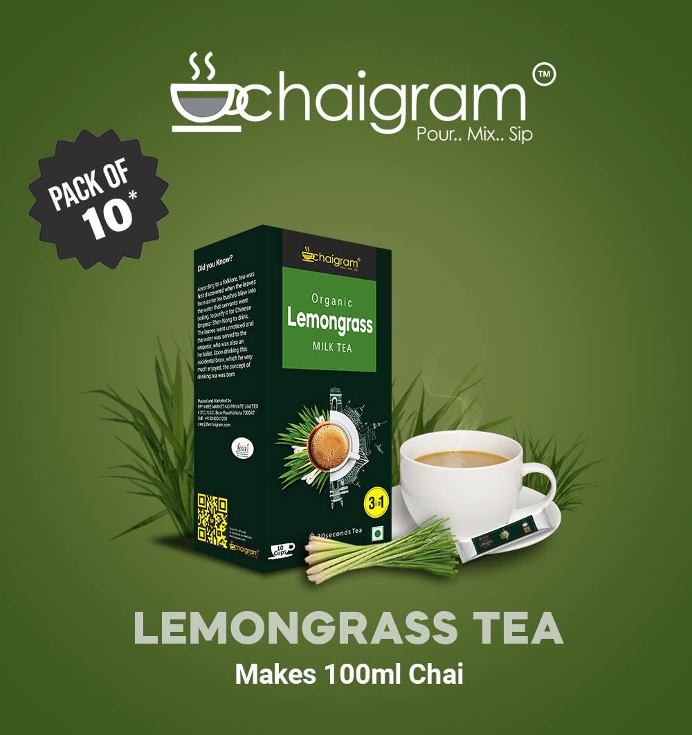 CHAIGRAM CHAIGRAM Cardamom Tea & Lemongrass Tea Instant Tea Premix (10 Sachets each pack, 10 x 14g =140g) Pack of 2
