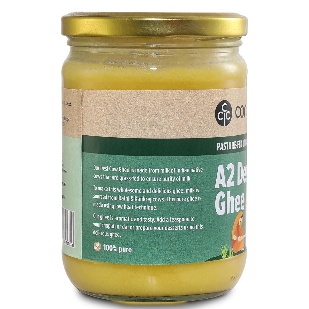 Conscious Food Conscious Food A2 Desi Ghee | 500ml | 100% Pure and Premium | Cultured Desi Cow | Natural | Grass Fed | Non - GMO | Immunity Booster | Locally Sourced | Produced in small batches