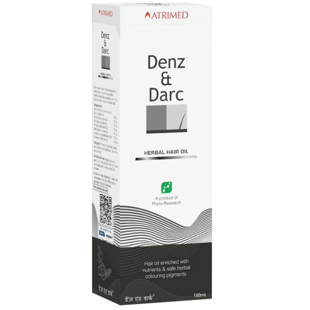 DWAKAN Atrimed Denz & Darc Herbal Hair Oil | Enriched with Nutrients & Safe Herbal Colouring Pigments | 100ml | Pack of 1