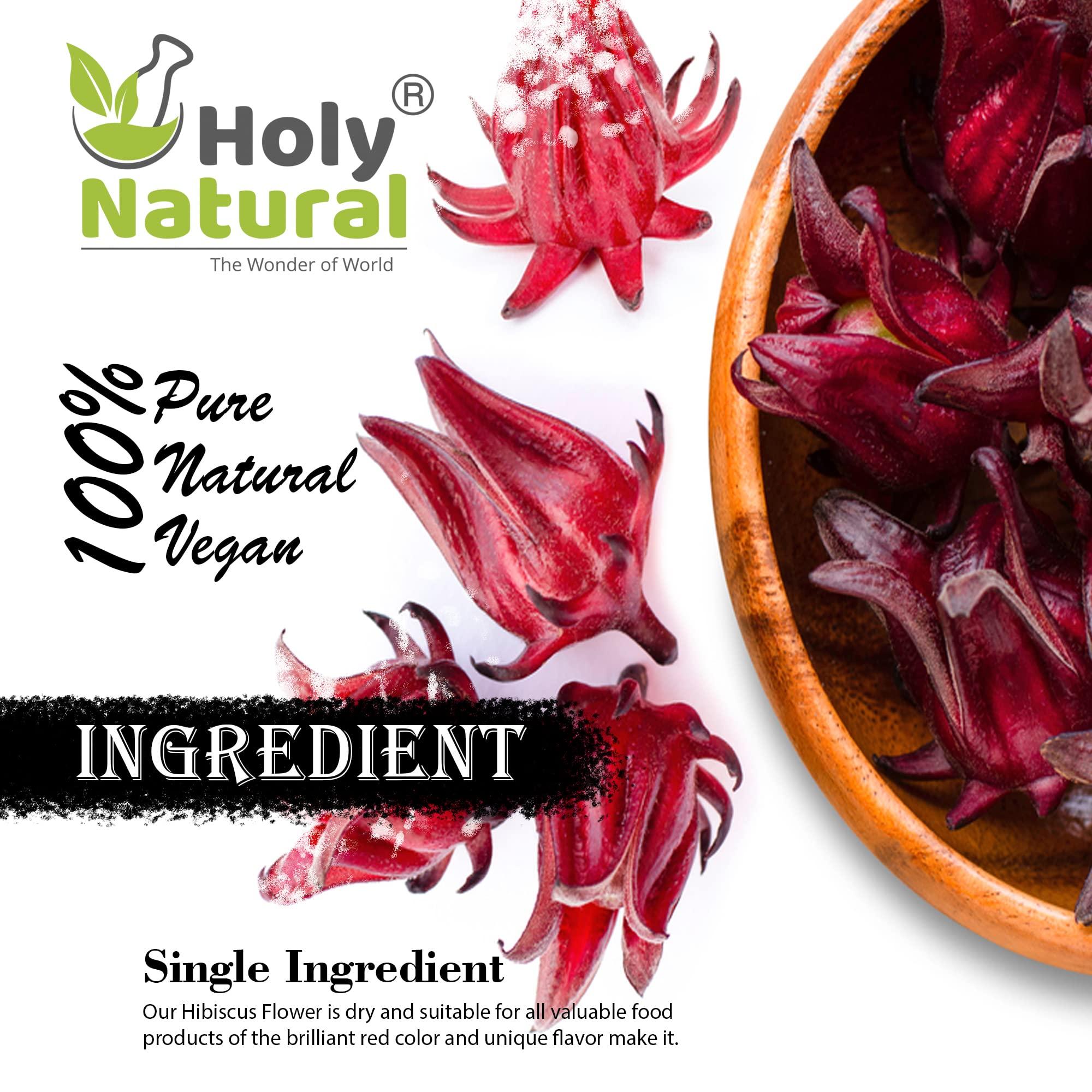 Holy Natural - The Wonder of World Holy Natural - The Wonder of World Hibiscus Flower For Hot And Ice Tea | Know As Dry Hibiscus Sabdariffa, Rosella Flower | Use Also Cocktails And Mocktail & Syrups | 200 Gm