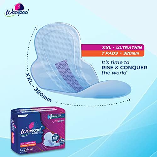 Wowpad Wowpad Ultrathin Comfortable Soft and Clean Sanitary Napkin Pads for Women with Anion Chip, XXL 28 Napkins,Size 320 MM