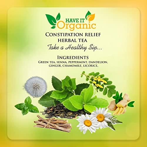 Have It Organic Have IT Organic- Constipation Relief Herbal Tea (50+ Cups) | 100 gm Premium Long Leaf Loose Green Tea