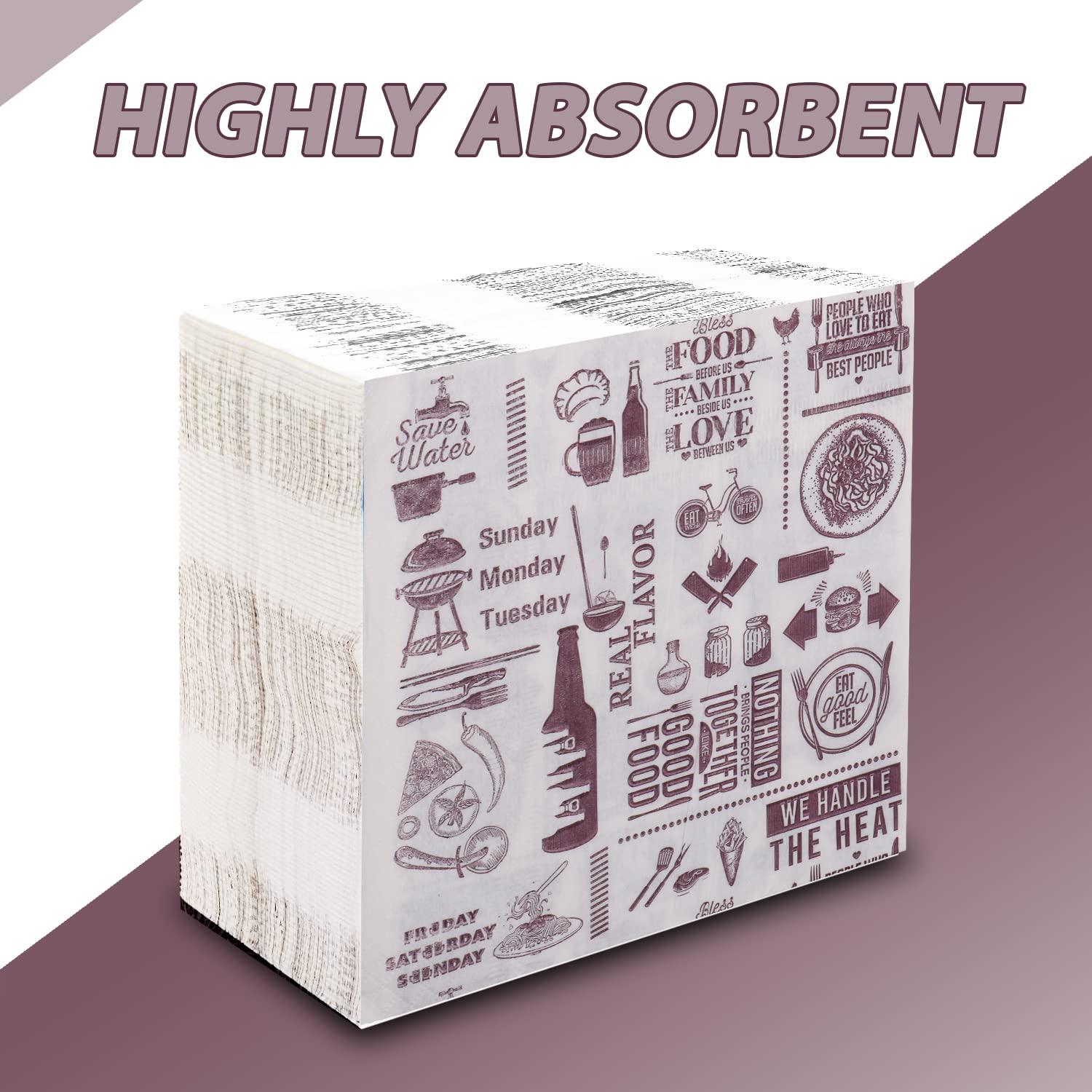 BREEZE BREEZE BRE001 2 Ply Paper Serviettes Cocktail Napkin Super Soft & More Absorbent Printed Tissue with 50 pulls (Pack of 6, 300 x 300mm,Brown, Blue and Orange)