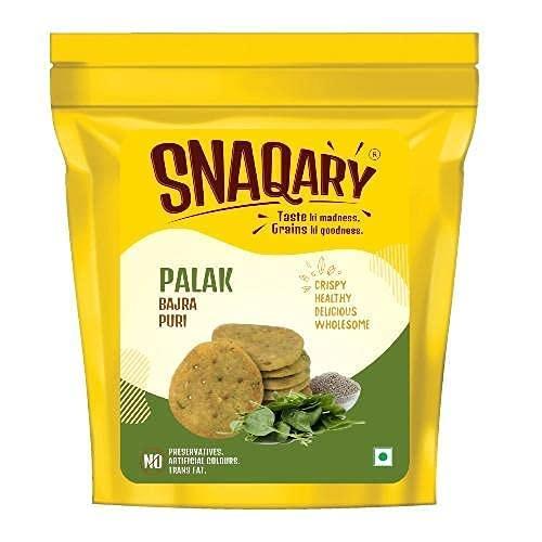Snaqary Snaqary Multigrain Bajra Mathri Combo - Methi, Peri-Peri, Palak, Cream & Onion Flavors | Ready-to-Eat Crispy Namkeen Tea Snacks (4-Pack, 120g Each) | Irresistible Snacking Delight