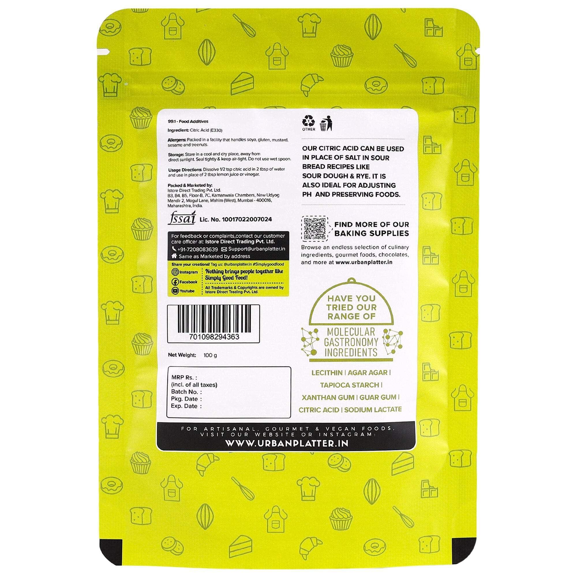 urban platter urban platter Pure Citric Acid Crystals Powder, 100G