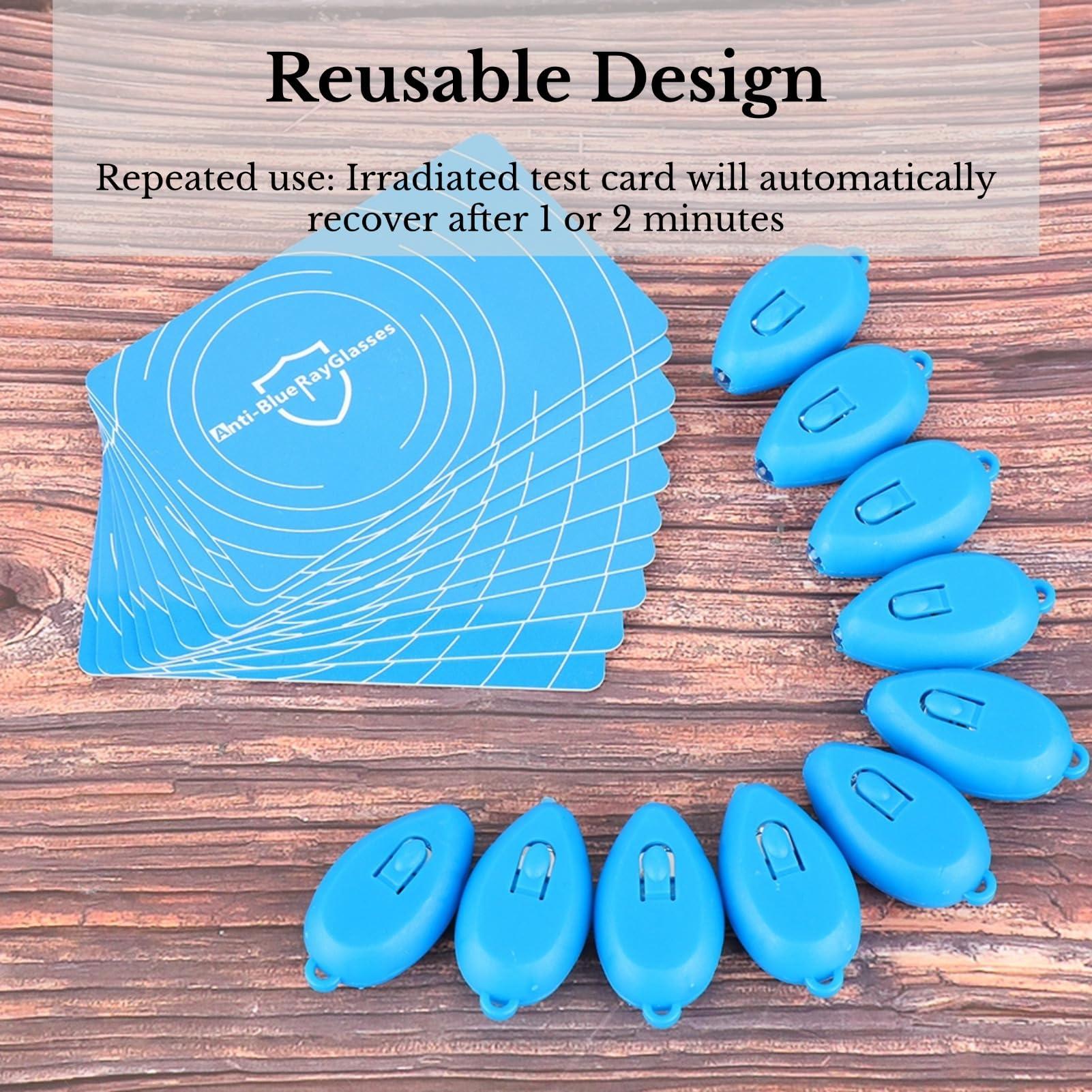 DAUERHAFT 10 Set Professional Anti-Blue Light Test Card,Including Anti-Blue Light Card and Blue Light Generator,The Blue Light More Strong,The Color Change More Deep,for Eyeglasses Test.