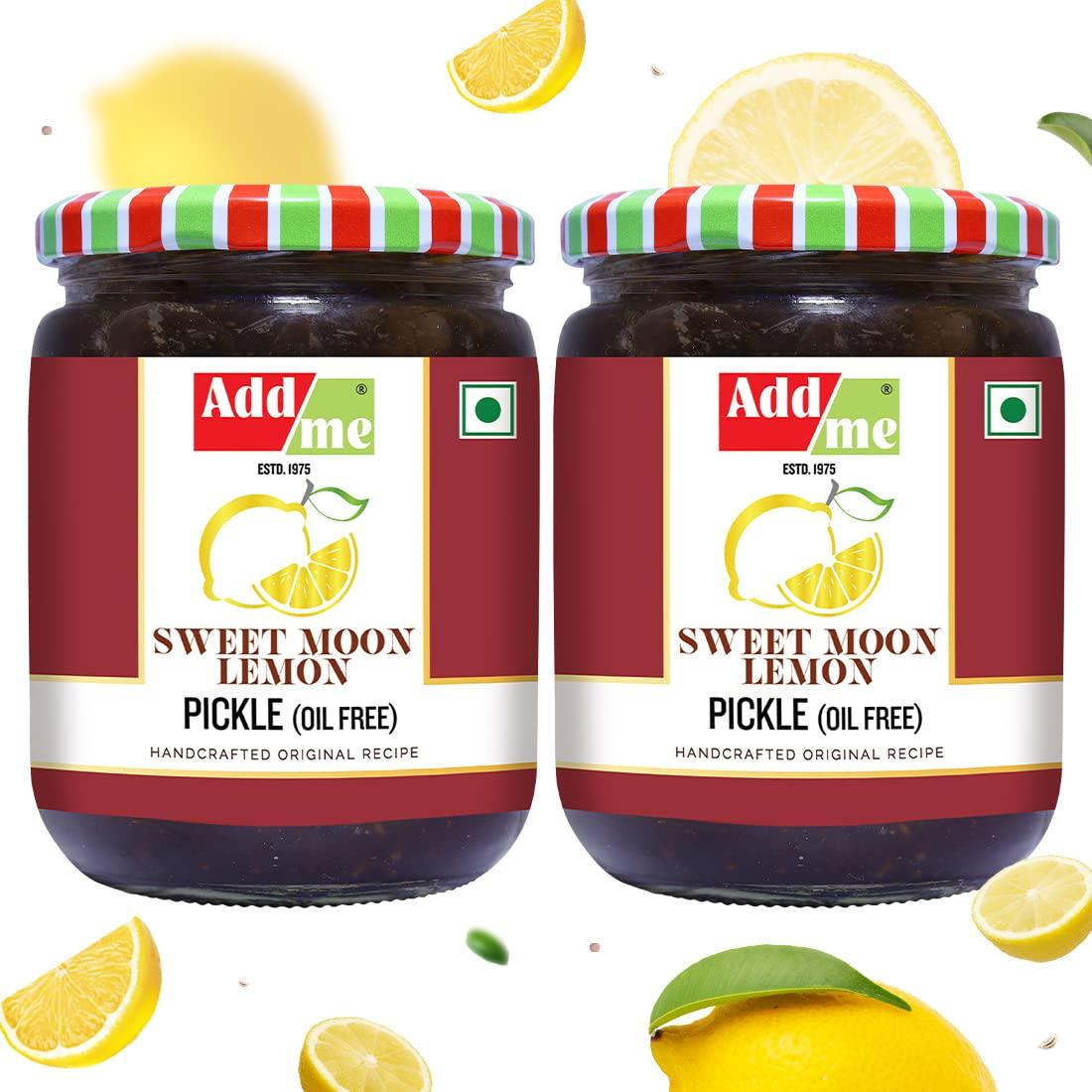 Add me Add me khatta meetha Lemon Lime Pickle Without Oil 1.2kg nimbu ka achar Sweet and Sour Homemade Taste 600gm (Pack of 2)