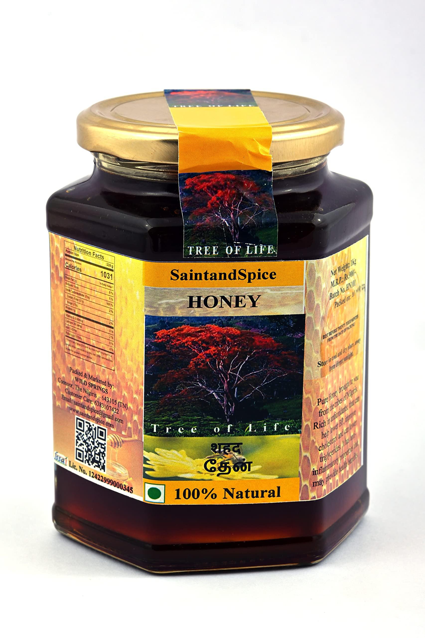 SaintandSpice SaintandSpice Raw Natural Honey /Un-Processed| Direct from Farm|100% Natural Honey |Glass Jar 1000ml