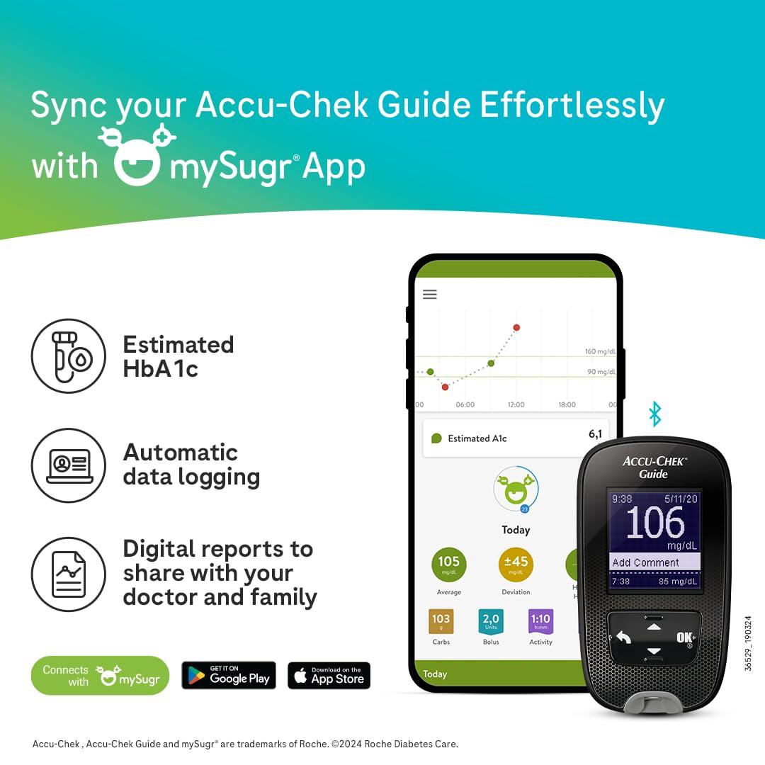 Accu-Chek Accu-Chek Guide Blood Glucose Monitoring System With 10 Free Test Strips - Pack of 1 Kit