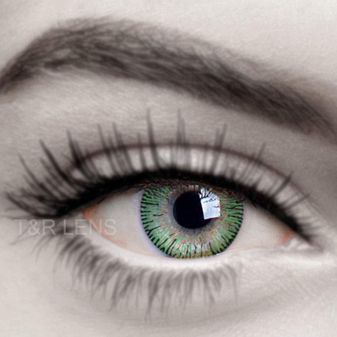 Iconic eye Iconic Eye Green Monthly Zero Power Monthly Contact Lens 2+ Multi Plus Solution with Lens Storage Box - By T&R Lens