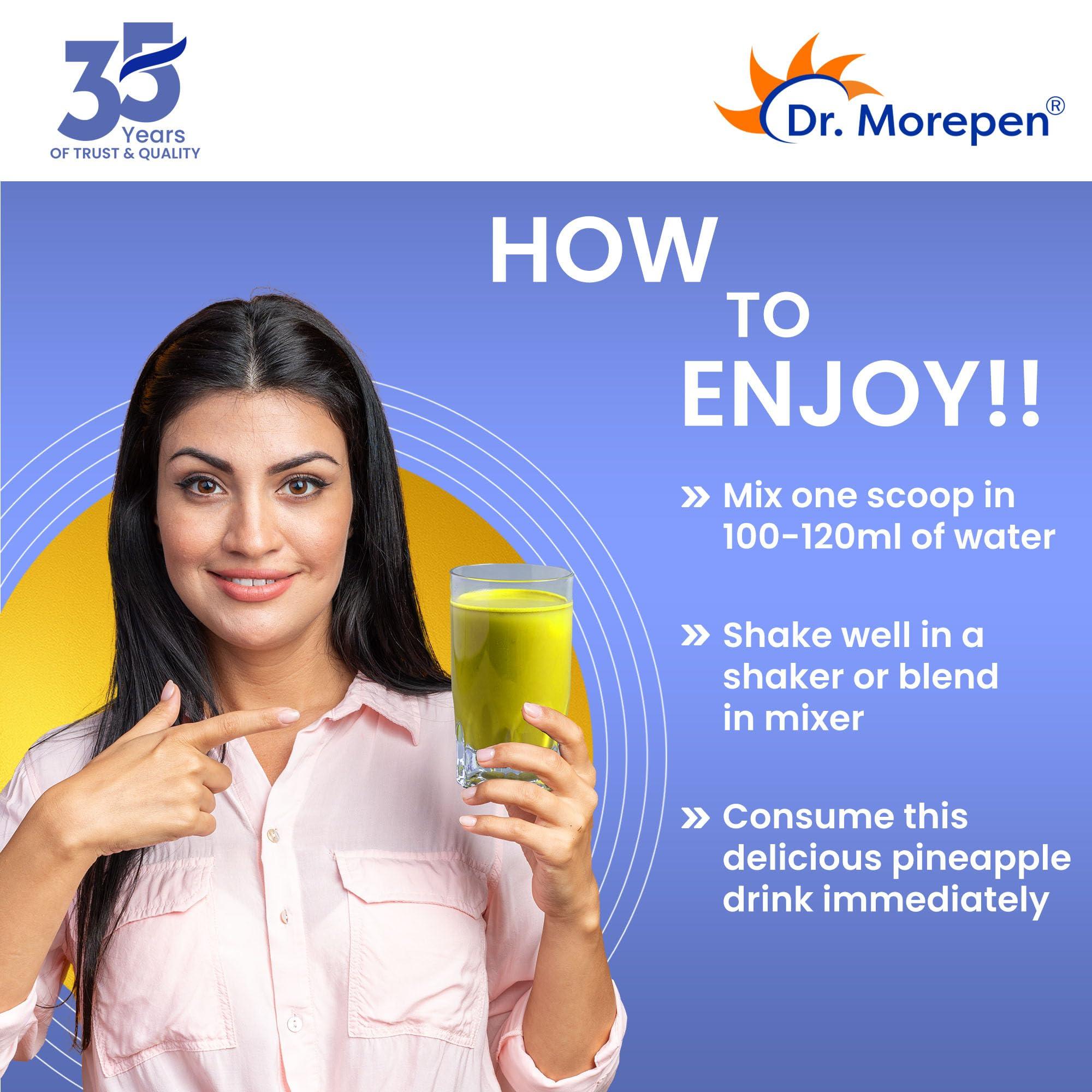 Dr. Morepen DR. MOREPEN Marine Collagen Skin Protein Powder With Hyaluronic Acid, Vitamin C, Sesabania & Biotin | Pineapple Flavour | 250g