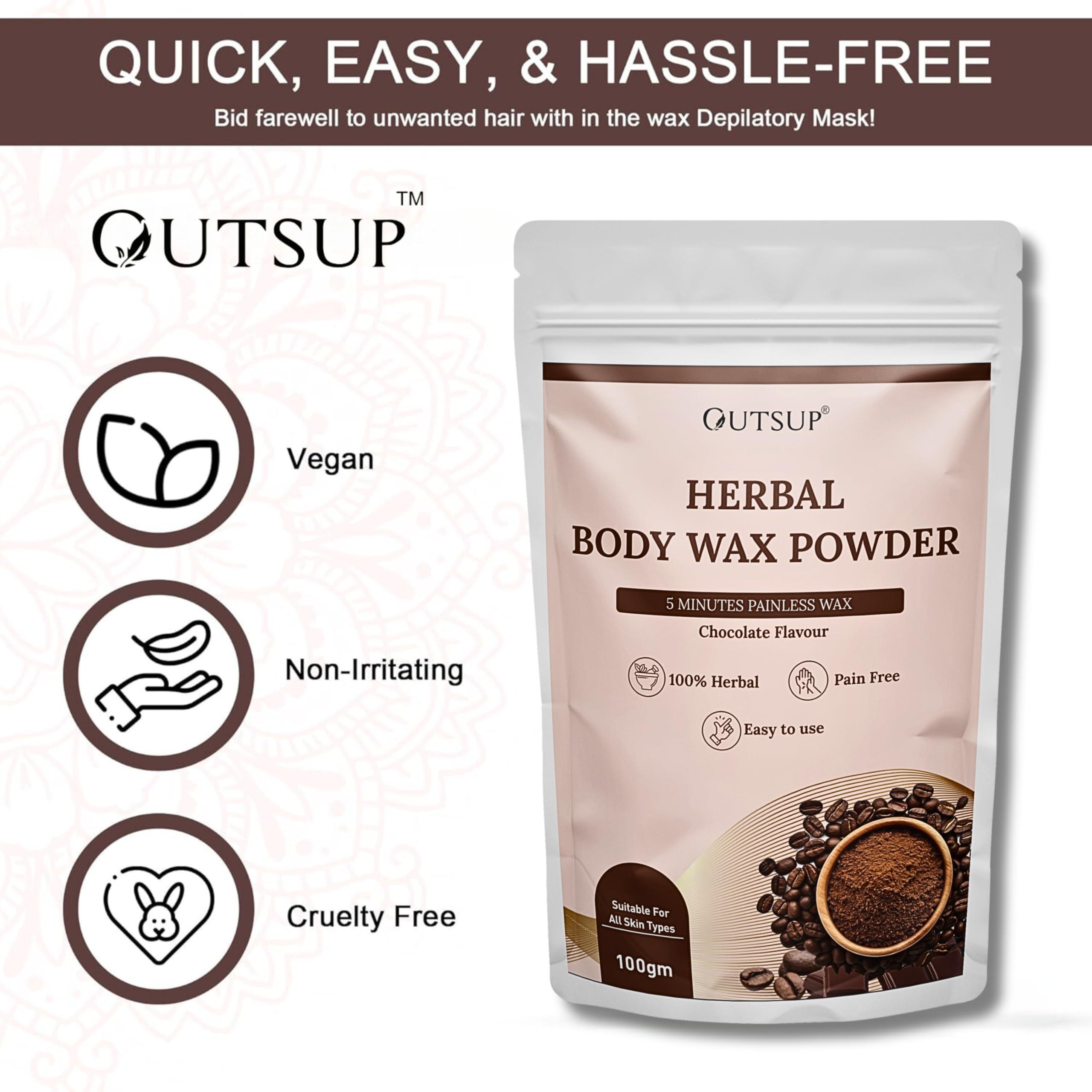 OUTSUP Outsup Wax Powder for Hair Removal for Women & Men | Painless & Quick Solution for Hair Removal Chocolate Flavor with No harmful chemicals, Irritation, Skin Rashes & No Side Effects - 100gm
