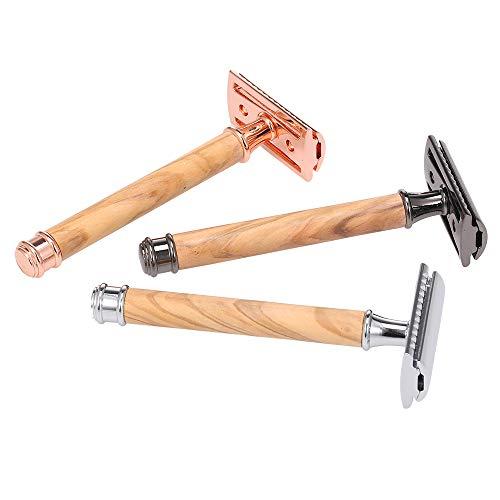 Qnotici Double-Edged Safety Razor Wood Handle Razor Stainless Steel Manual Shaving Razor