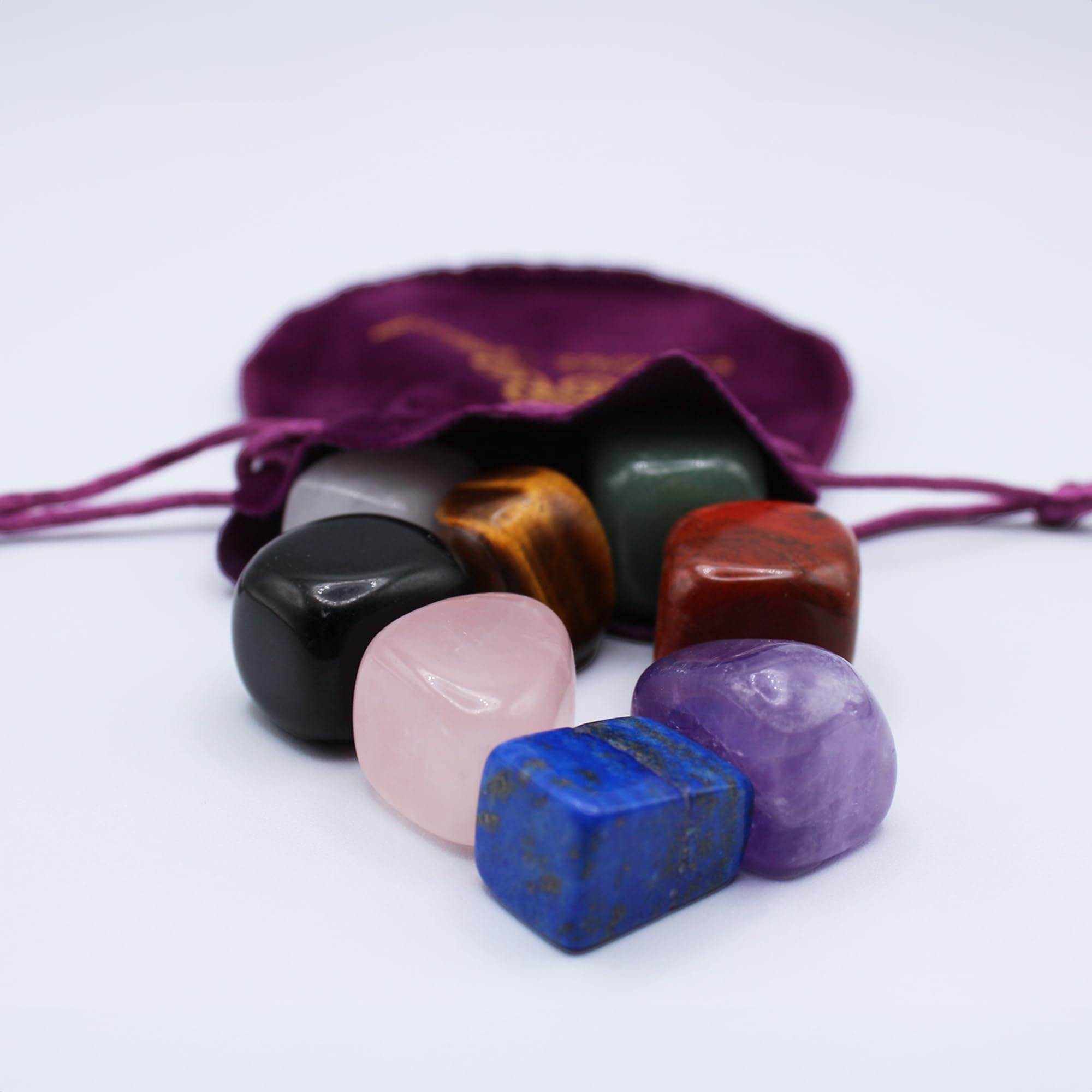 Mina Heal Mina Heal Chakra Stones Healing Crystals Set of 8 Tumbled and Polished for 7 Chakras Balancing Crystal Therapy Meditation Reiki or as Thumb Stones Palm Stones Worry Stones(Set of 8 Chakra Stones)