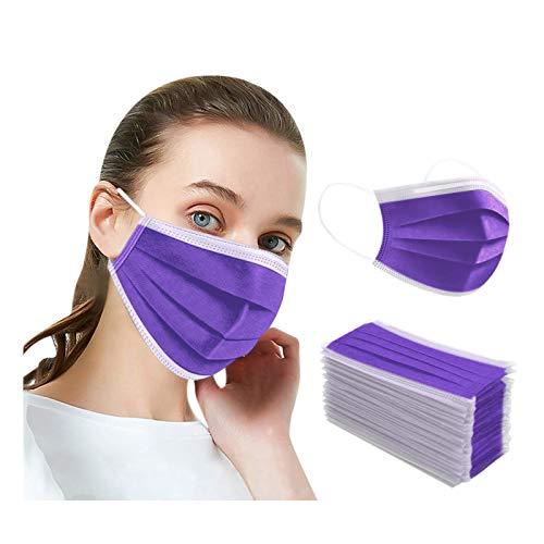 ApePal Face Mask,Dustproof Disposable 3-ply Face Mask,Breathable 3 Layer Protection,Sanitary Masks,Safety Mask,Anti-water,Purple(50 pcs)