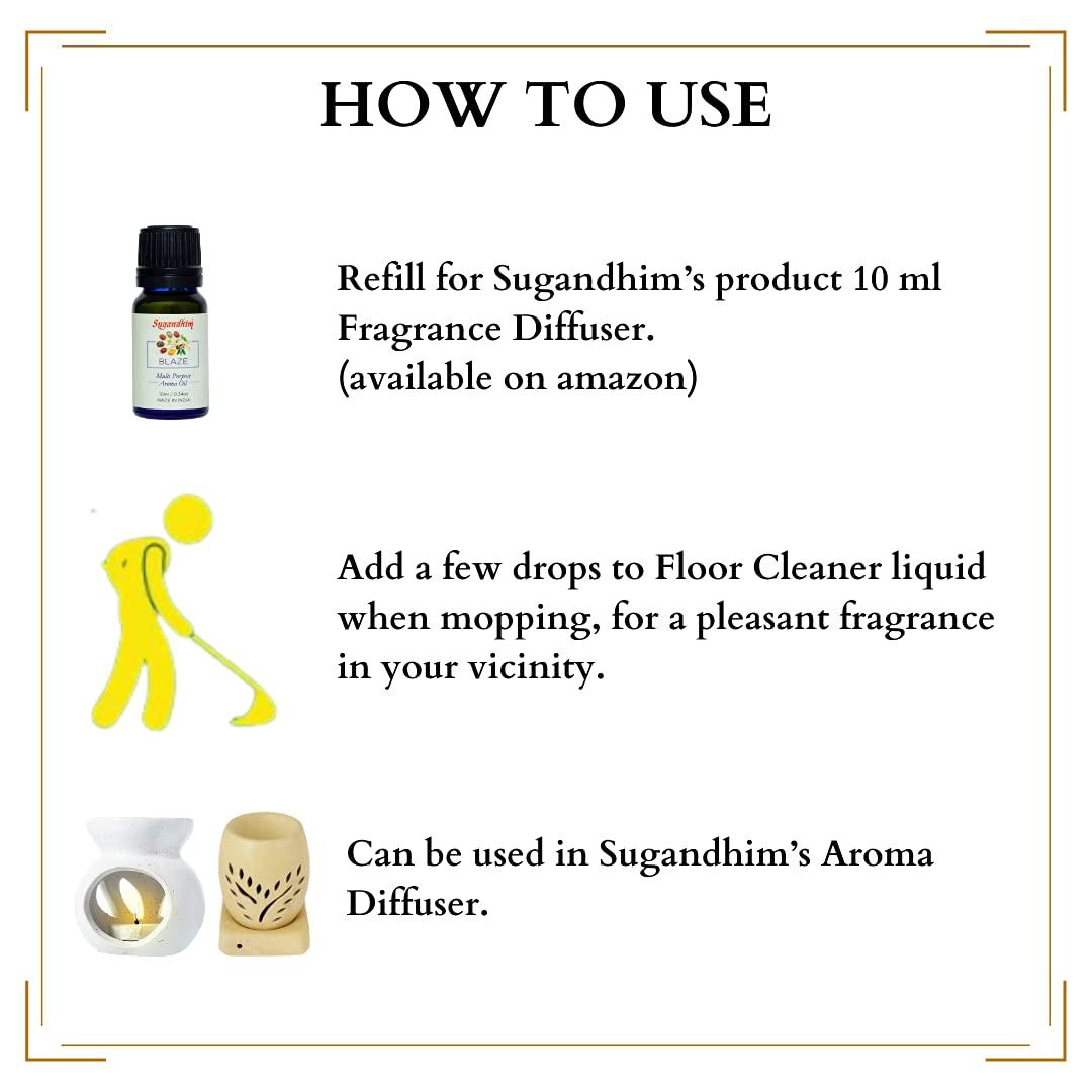Sugandhim Sugandhim Multipurpose Aroma Oil Blaze, 1 x 10ml, Natural Oil, Imparts Freshness In Bedroom Living Room Study Office & Other Spaces,