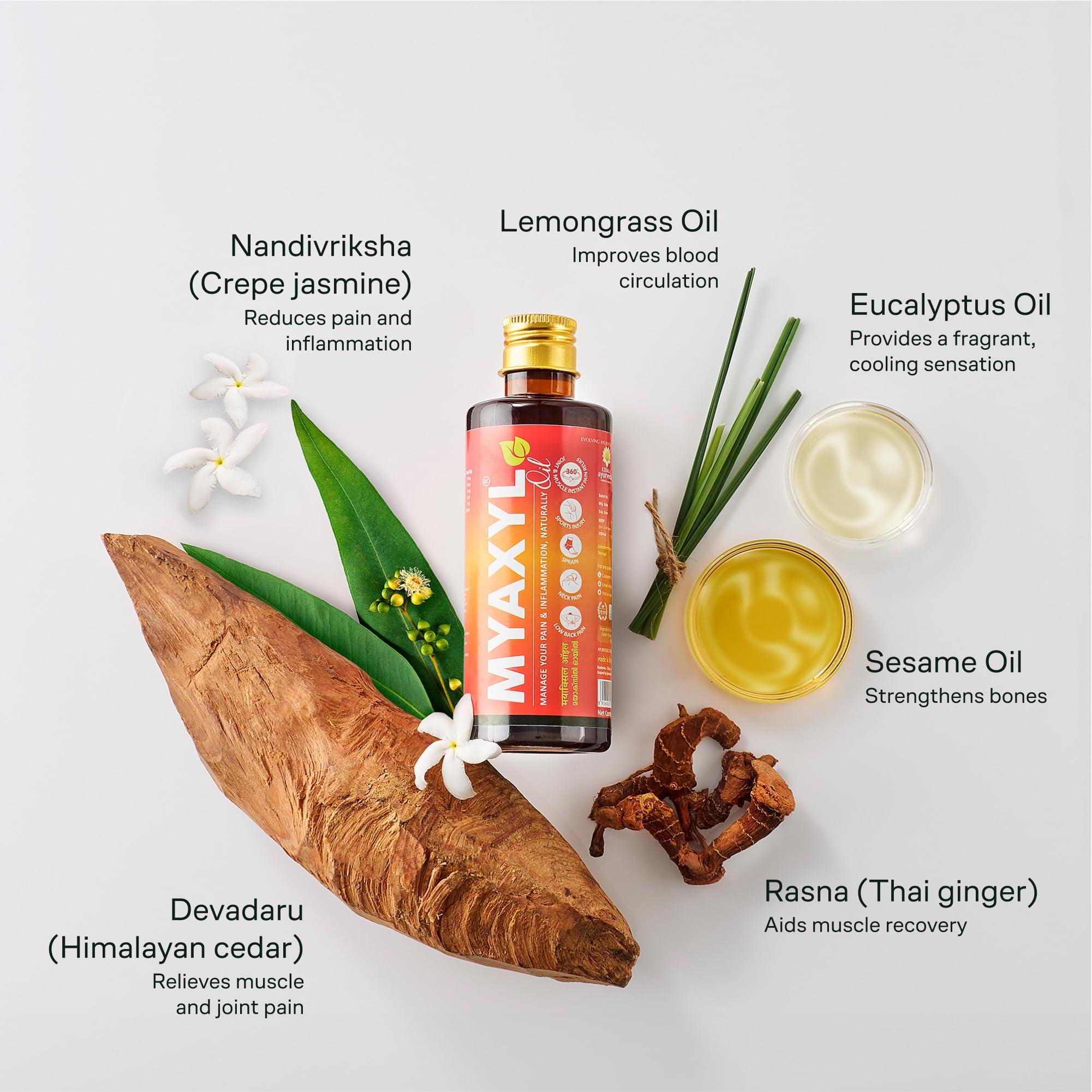 KERALA ayurveda Kerala Ayurveda Myaxyl Oil - 200 ml | Ayurvedic Medicine Pain Relief from Joint, Muscle, Knee, Heel & Back | Ideal for Flexible Joint & Neck | Helps Ease Pain (pack of 2)
