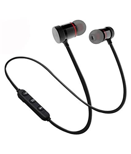 INSTANT ORDER TECHNOLOGY QOCXRRIN One Year Warranty Wireless Bluetooth Headset Magnet Earphone with Hand-Free Calling, Bulit-in-Mic, Extra Bass Stero, Lightweight and Sweatproof Prefect for Gym, Running(Black)