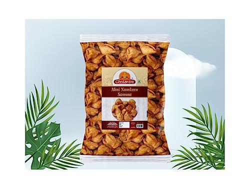 GHOTARAM Ghotaram Ready to Eat Snack Mini Samosa Indian Namkeen Nashta | Dal Samosa Baked Roasted Moong Mung Dal Samosa Triangle | Mini Samosa for Evening Tea Time Snack Fry in Peanut oil-1Kg*6Pack