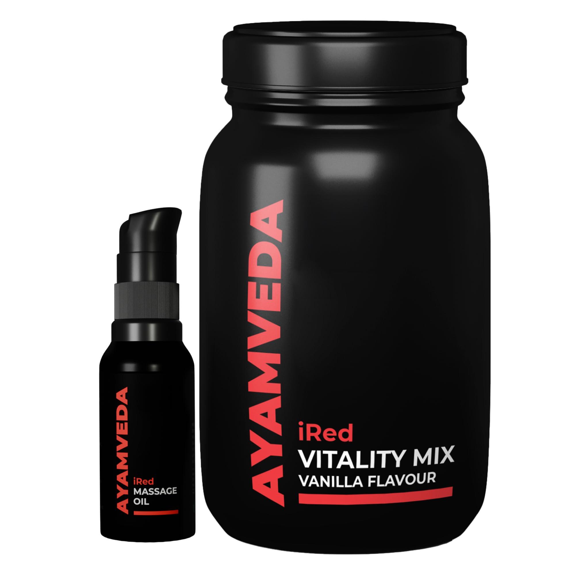 I-RED I-RED Ayamveda By Dr.Ajayita\'s - Combo | Massage Oil And Powder | Men Strength And Stamina (1 Month)