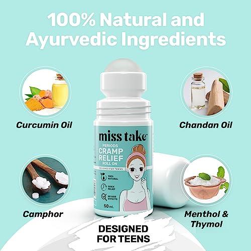 MISS TAKE MISS TAKE Teen Period Cramp Relief Roll On | Product for Period Pain Relief | Pure And Natural Pain Reliever, Say No to Machine, Patches, Oil & Device - 50 ML