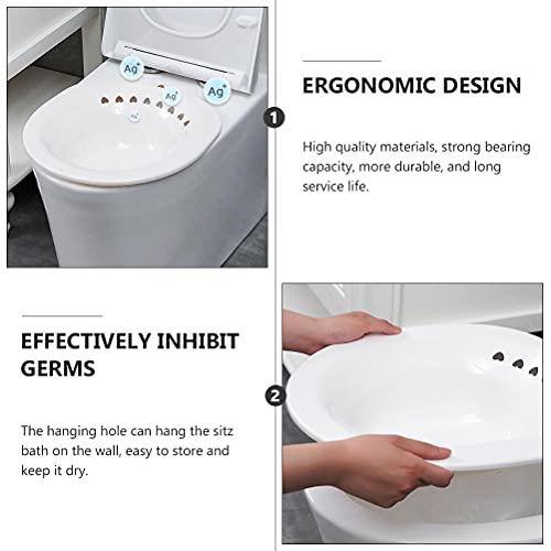 HEALLILY 1Pc Sitz Bath Toilet Seat Sitz Bath Silver Iron Wash Basin Private Part Cleaner