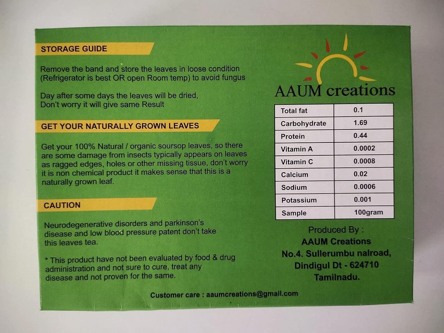 AAUM Creations Soursop Leaves - 400 nos (1 Month pack)