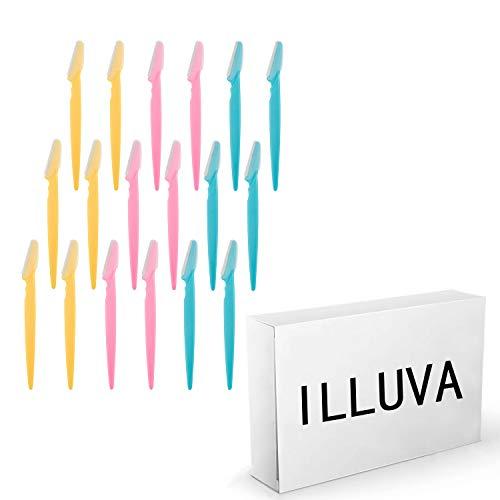 ILLUVA 18 Pcs Eyebrow Razors Shaper, Safety Facial Hair Remover Face Shaver Trimmer, Exfoliating Dermaplaning Tool for Women and Men