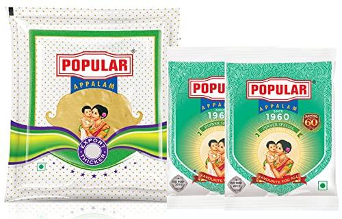 POPULAR APPALAM Popular Appalam Combo Pack- Export Thicker 200G Pack of 1 & Dinner Special (2*200G) Pack of 2