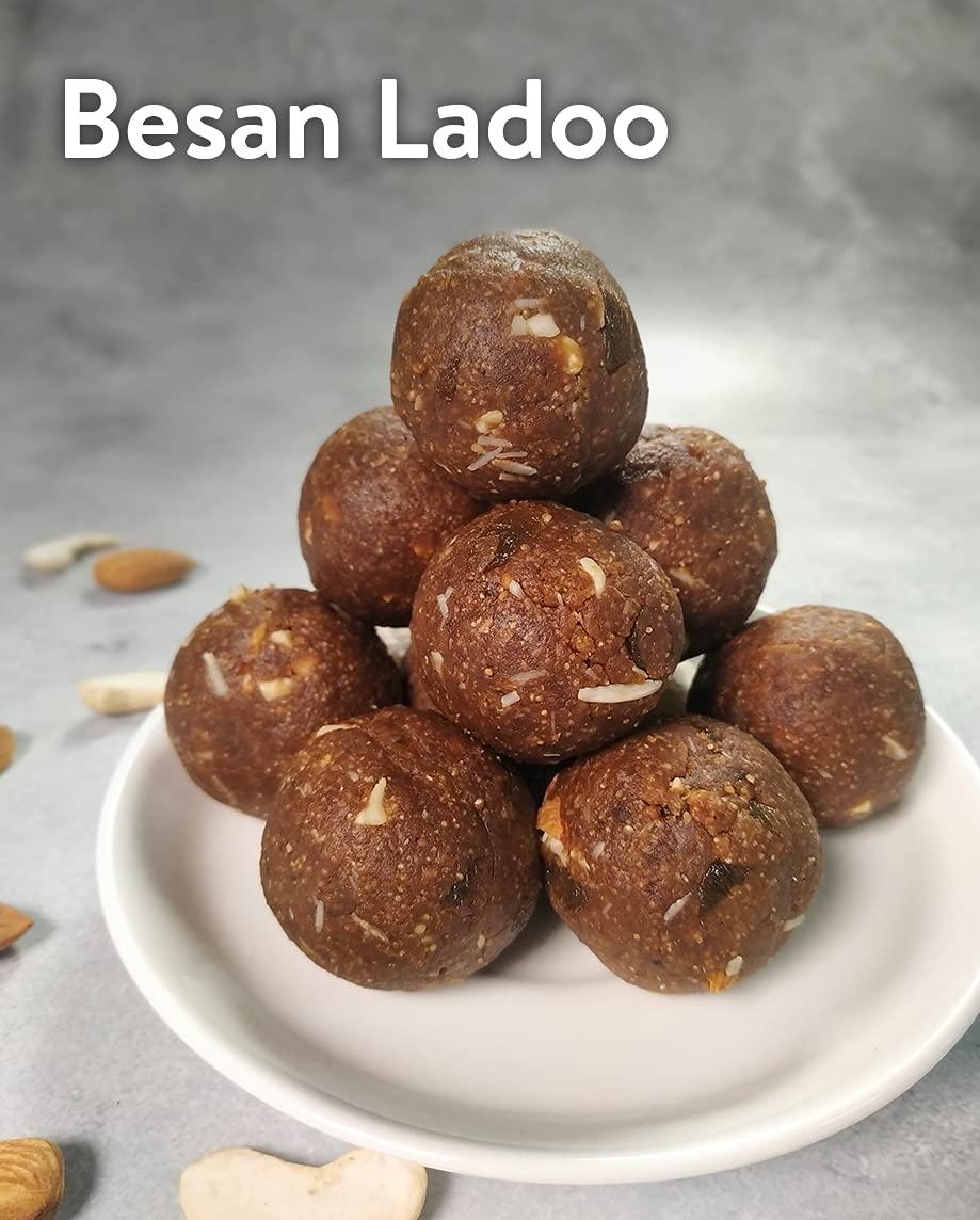 In Super Mart Gluten free, NO Preservatives Fresh Hygienic Homemade Handmade Besan Ladoo with Jaggery - SUGAR FREE Made with Ghee - 1kg