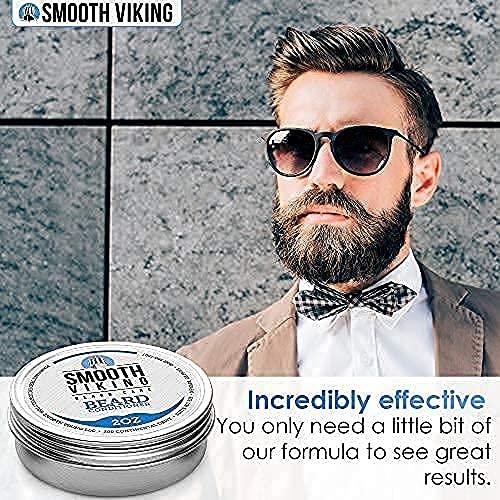 Smooth+Viking Beard Conditioner for Men - Natural Wax Conditioning Softener that Soothes Itching - Use With Beard Oil and Balm for Best Results and Growth - Argan Oil, Shea Butter and Beeswax - 2 OZ - Smooth Viking