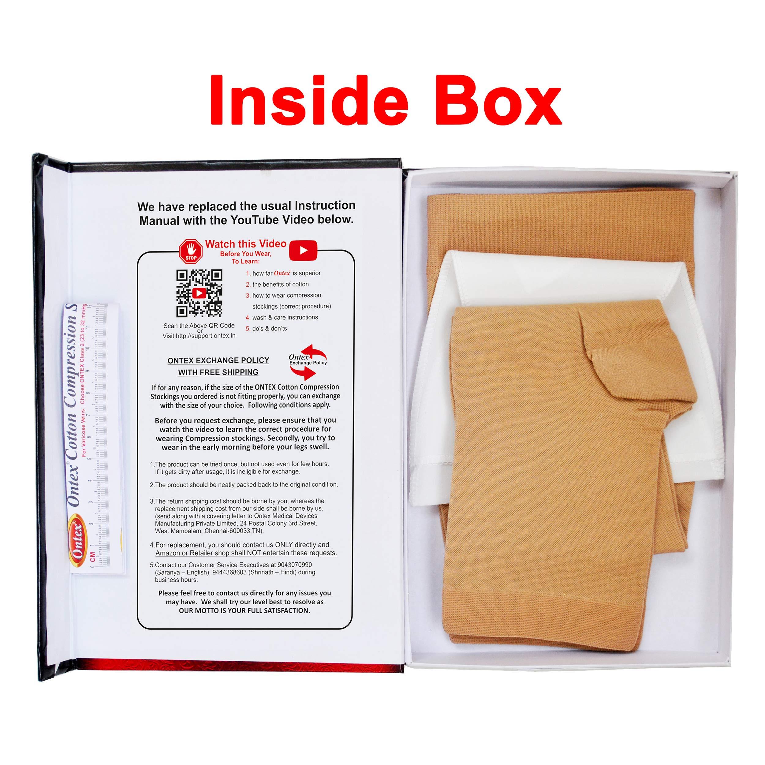 Ontex Ontex Cotton Compression Stockings for Varicose Veins Class 2 | Compression Socks for Women & Men | Varicose Vein Stockings | vericose socks for women | Knee Length - XXX-LARGE