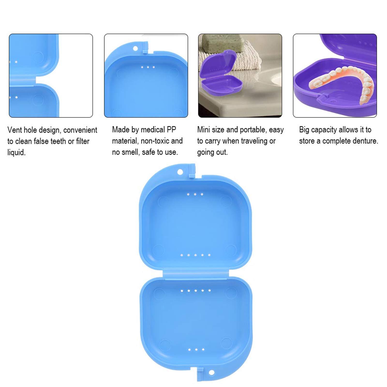 Qnotici Denture Box Denture Case Dental False Teeth Cleaning Box Denture Bath Container Retainer Denture Holder