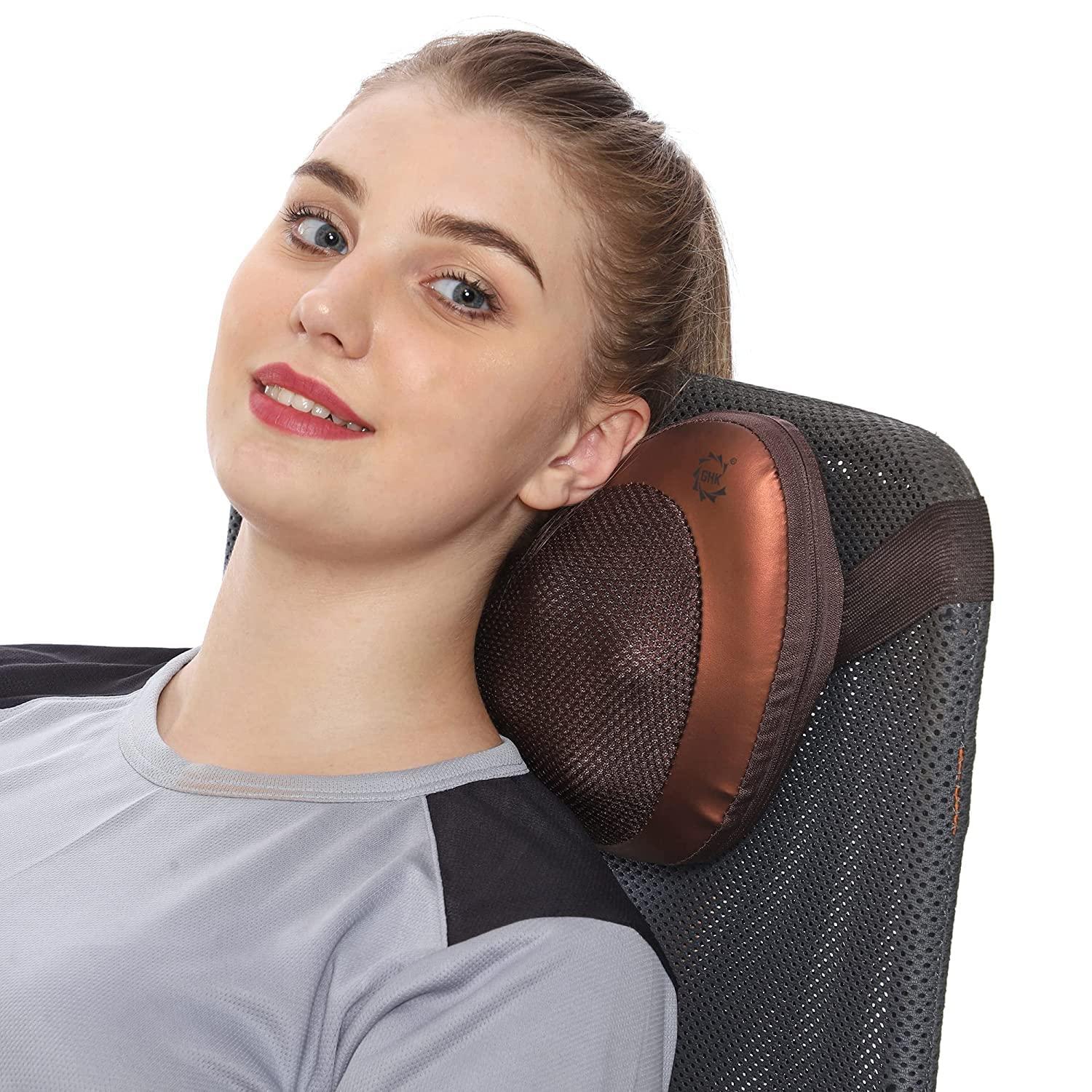 HENTJ HENTJ Back & Neck Kneading Massage Pillow for Complete Relaxation with AC Adaptor Corded Electric & Car Charger, Multicolor