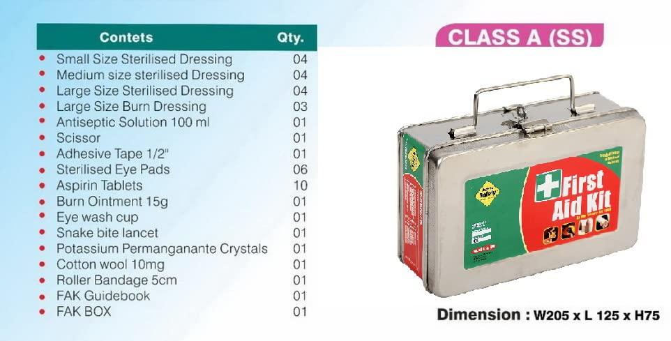 JAYCO First Aid Kit with all items inside/Emergency Medical Kit/First Aid Box for Home Office Factory Industry - Class A Kit in a Stainless Steel Box