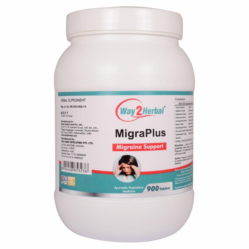 Way2Herbal Way2Herbal Migra Plus Migraine Support Tablets (900 Count Pack Of 1)