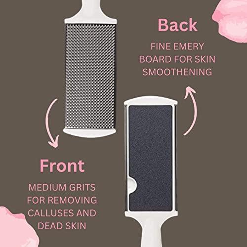 CHAOBA Professional CHOBA Dual Sided Foot Scrubber, Filer with Steel and Emery Pad Hard n Dead Skin Callus Remover, Pedicure Foot Scraper for Men n Women_White Color