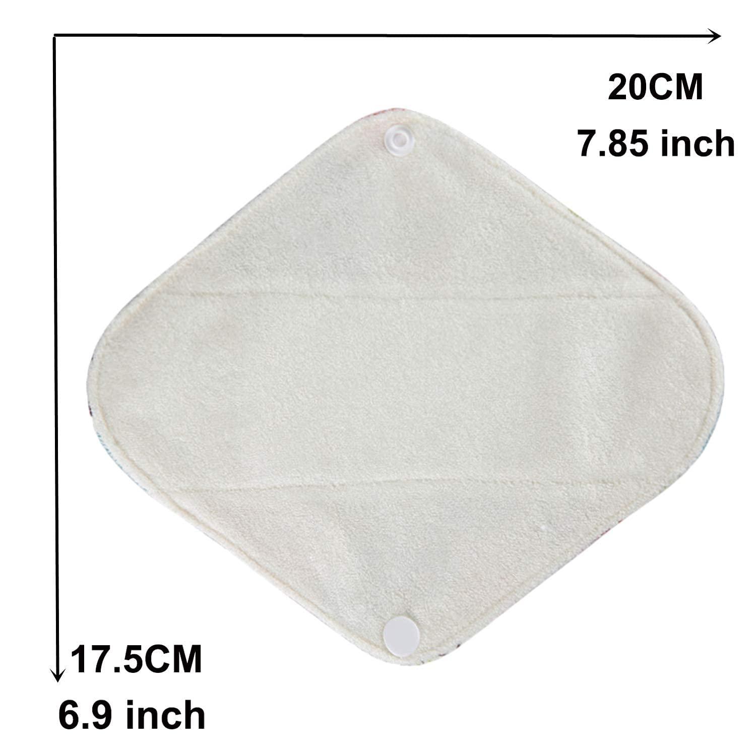 MissC2C 7pcs Set Reusable Organic Bamboo Women Panty Linerd, Including 6pcs Daily Use Soft Organic Bamboo Panty Liner + 1 pcs Mini Wet Bag