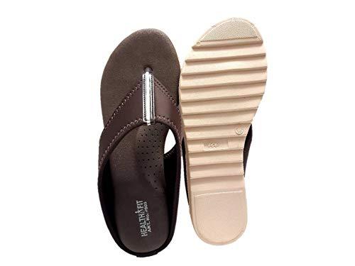 HEALTH FIT HEALTH FIT Women's Ortho and Diabetic Soft Orthopedic Sandals (Brown, UK-8)