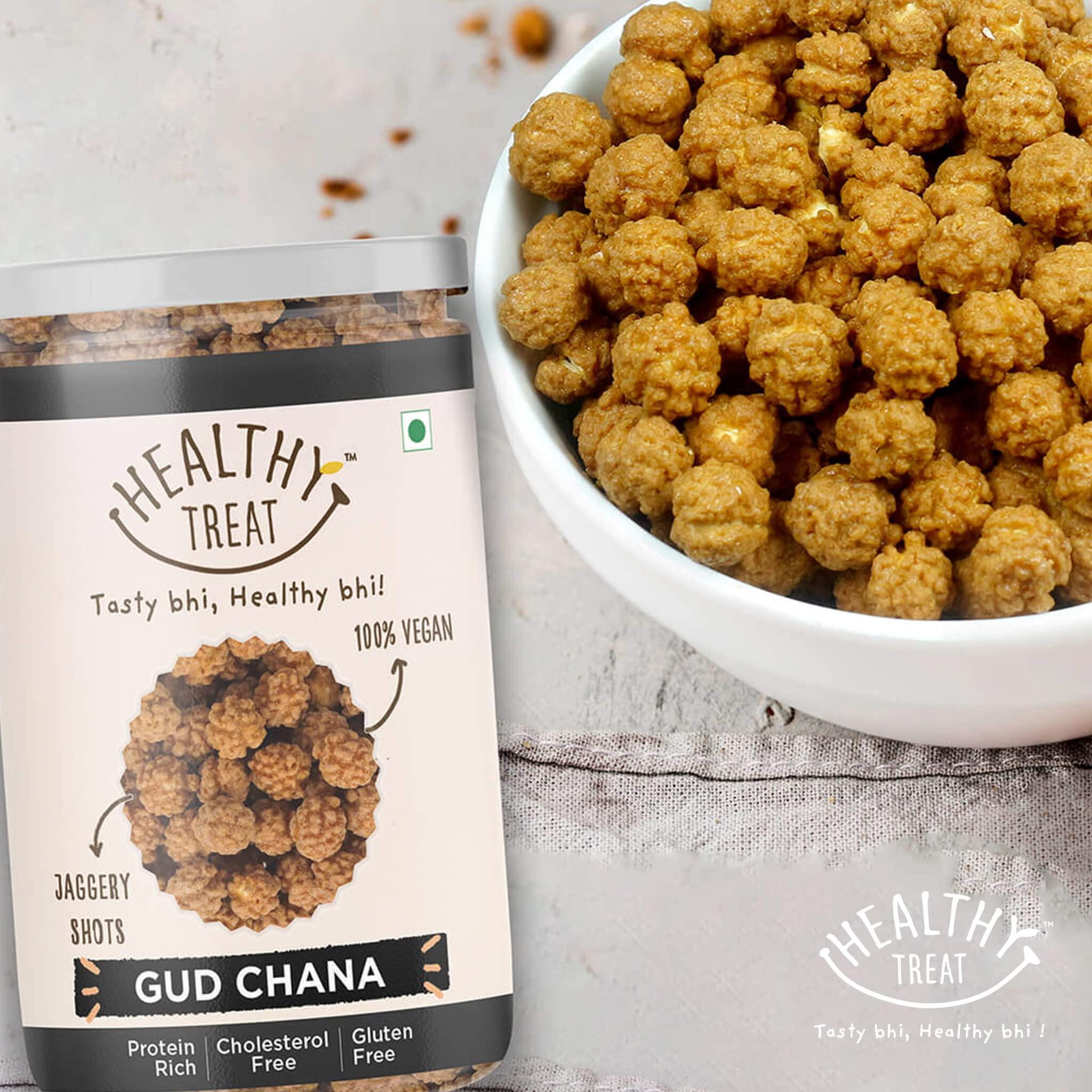 Healthy Treat Healthy Treat Gur Chana 600gm | Jaggery Coated Chana | Gud Chana | Roasted Chickpeas with Natural Jaggery | Immunity Booster | Delicious and Healthy Gur Chana Snacks | Perfect for Snacking Anytime
