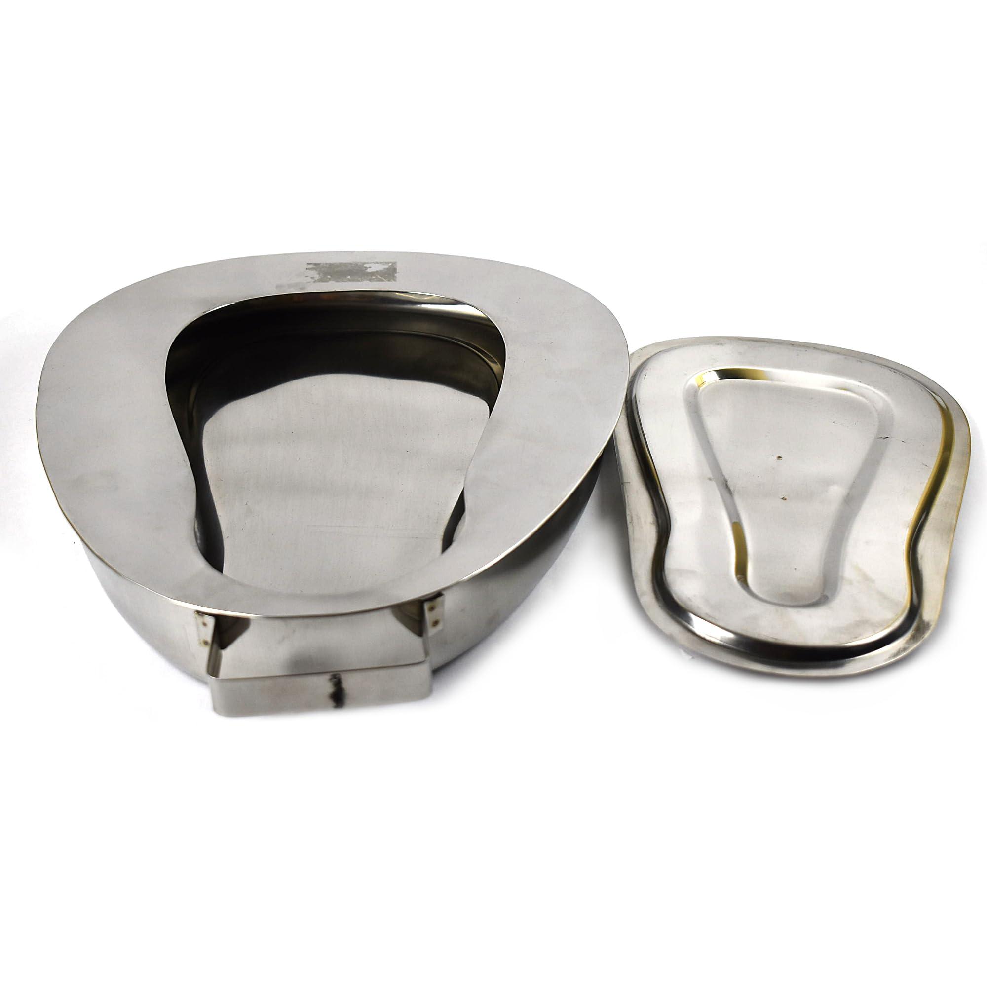 Generic Premium Quality Stainless Steel Bed Pan/Vomit Basin/Urin Pot with Cover - 2000ml - For Bedridden Patient (Men Women)