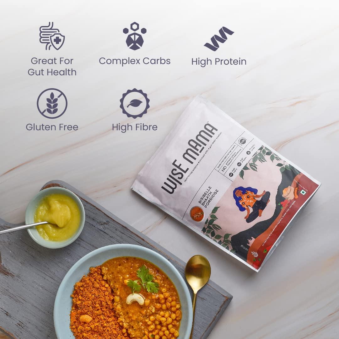 Wise Mama Wise Mama Bisi Bele Millet Porridge (Daliya/Dalia) High in Fibre, Protein & Complex Carbs | Gluten Free | Ready to Cook | Natural, Healthy & Nutritional Cereal - 300 Grams (Pack of 2)