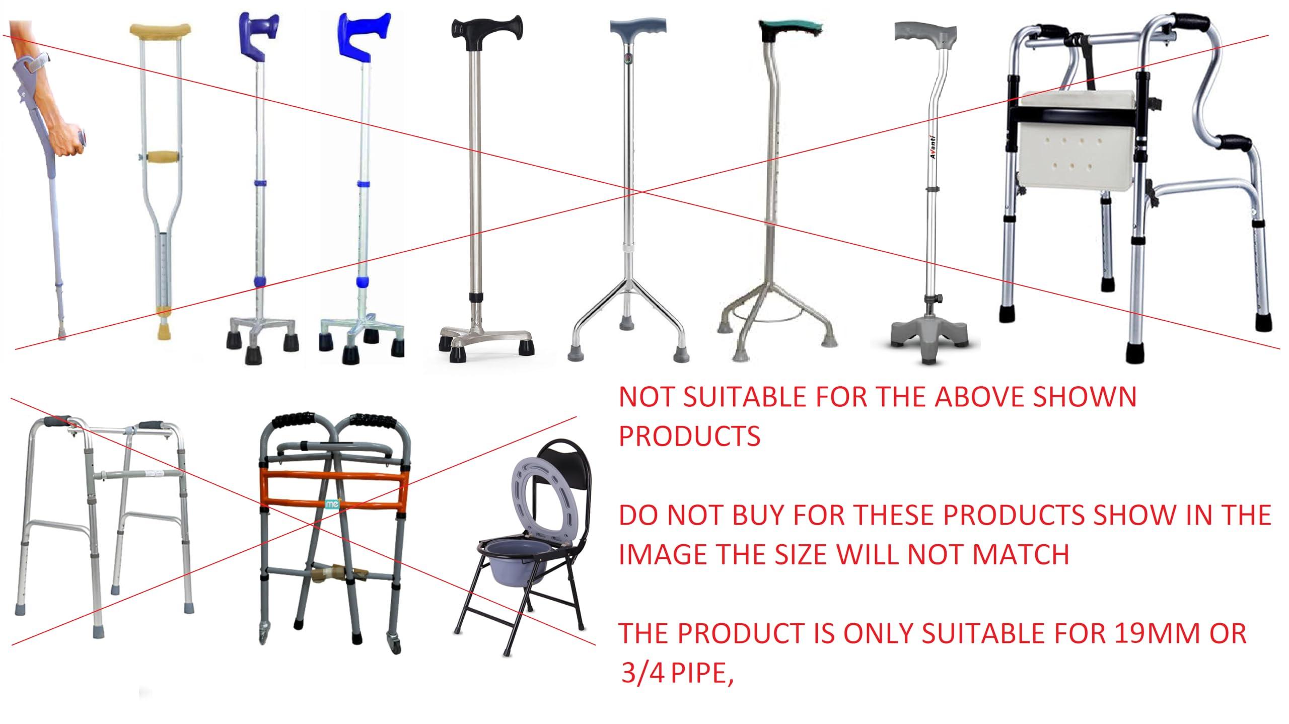 AARAM Aaram Walking Stick Rubber Shoes Ferrules 2 Pcs For 19mm or 3/4inch Pipe Improves Grip, Stability, And Durability of Walking Sticks