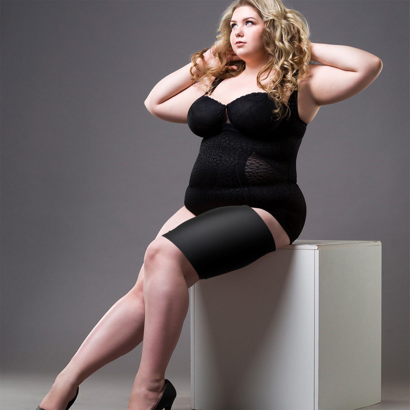 Geyoga 2 Pairs Thigh Wraps for Plus Size Women, Slim Thigh Calf Compression Sleeve Upper Slimming Thigh Wraps for Flabby Thigh