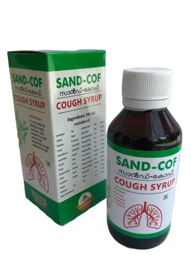 SAND COF Sand Cof Cough Syrup With Goodness of Chukku, Aymodakam, Thippali, Adalodakam, Kurumulaku & Tulsi, Ayurvedic Cough Reliever, (100ml - Pack of 2)